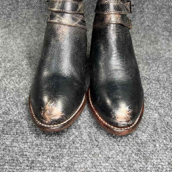 Bed Stu Begin Ankle Boots Women's 8.5 Black Rustic Leather Western Buckle Bootie - Picture 4 of 16